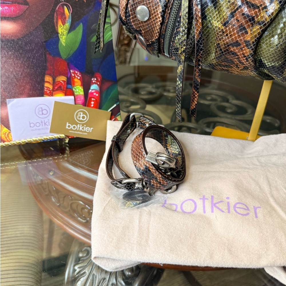 Botkier Olive Brown Snake-Embossed Satchel - Picture 5 of 8